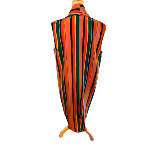 Dubgee by Whoopi Goldberg Colorful Stripe Sleeveless Shift Midi Dress Pockets, S - Picture 6 of 7